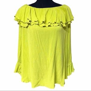 Soft Surroundings Gauzy Ruffle Bell Blouse Top L